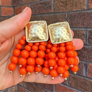 Zara Orange Cascade Beaded Earrings